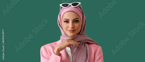 Stylish Muslim woman in pin...