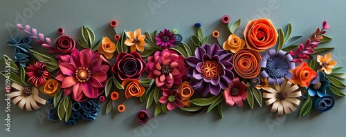 Formulate a paper quilling design that captures the essence of both abstraction and botanical elements photo