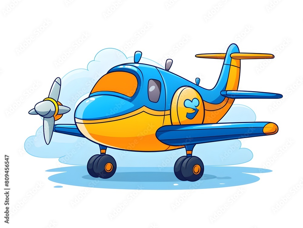 Cute plane cartoon, airplane illustration