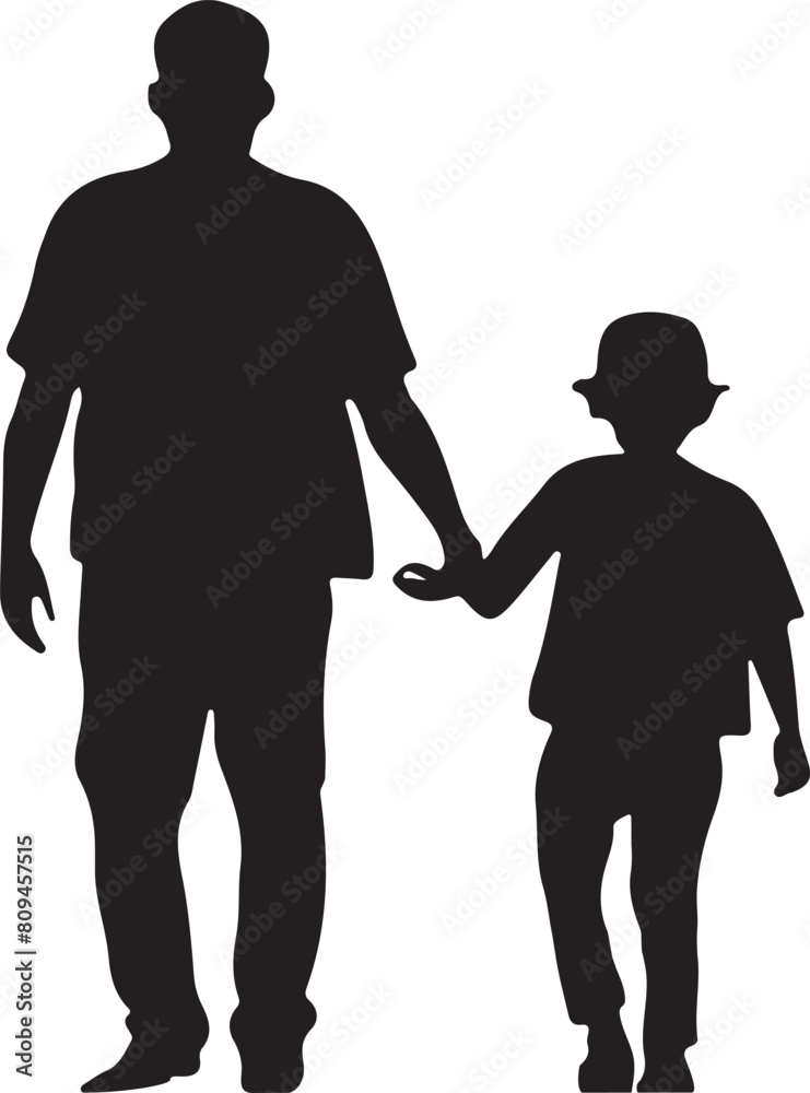 Flat design father and son silhouette Flat design father and son silhouette