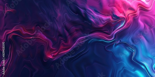 Vibrant digital waves in neon pink and blue hues photo