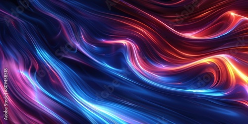 Vibrant fusion of blue and red digital waves