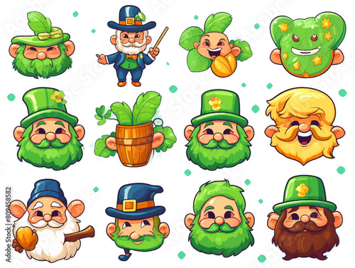 St. Patricks Day vector design elements set. St Patricks day traditional symbol set illustration cut out isolated background.
