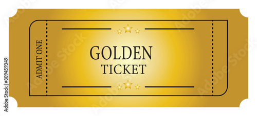 golden ticket template. Realistic golden ticket eps 10.