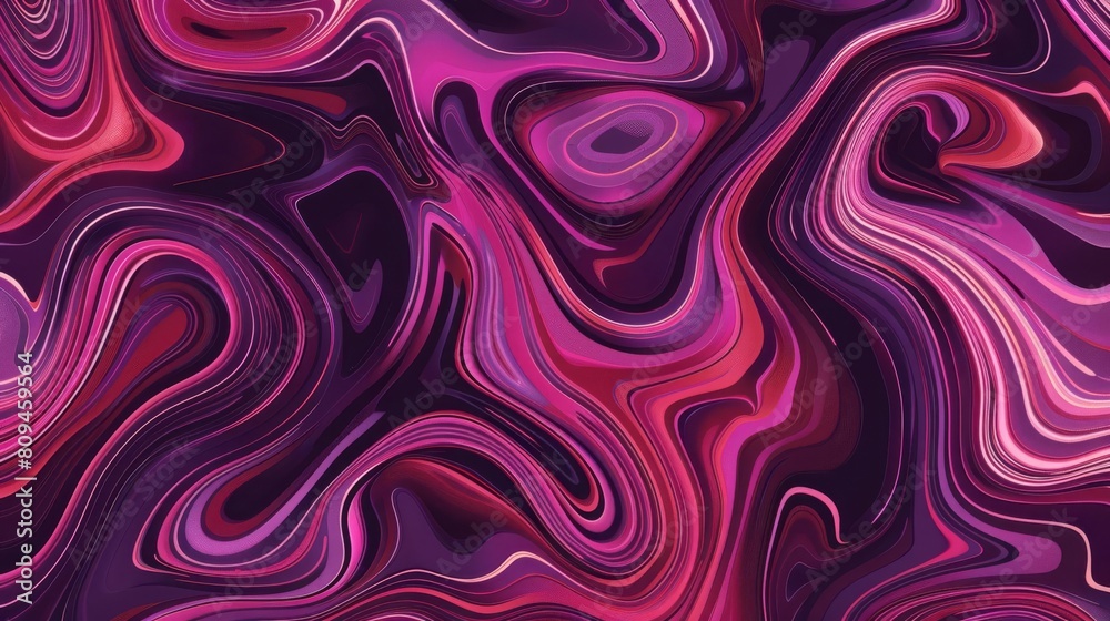 A chic, abstract pattern inspired by the swirls of a mixed berry smoothie, using deep purples and pinks, suitable for trendy cafe wallpapers or stylish apron designs