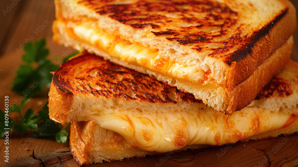 Grilled cheese sandwiches. The warm, golden hues and tempting aroma invite you to savor each bite, capturing the essence of comfort and indulgence in every cheesy moment Grilled cheese sandwiches. The warm, golden hues and tempting aroma invite you to savor each bite, capturing the essence of comfort and indulgence in every cheesy moment