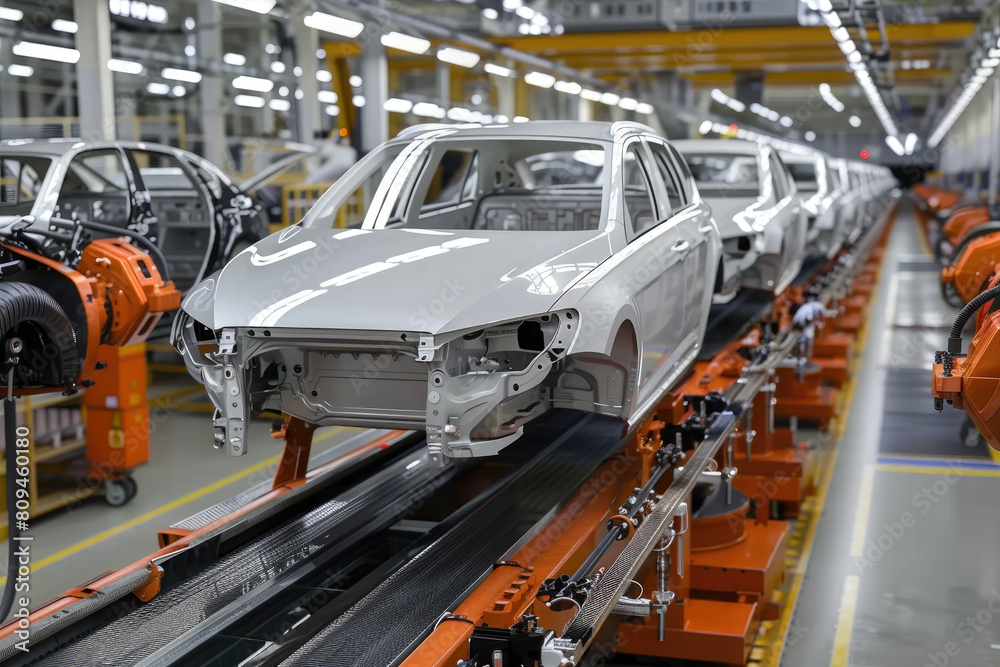 Modern Car Factory, automated car production line, Vehicle Assembly Modern Car Factory, automated car production line, Vehicle Assembly