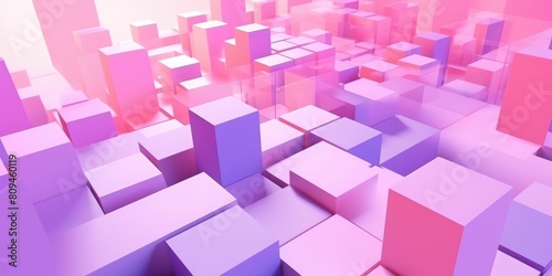 Abstract pink and blue 3D block landscape