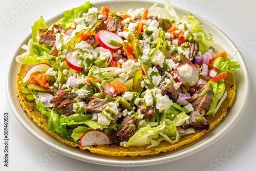 Satisfying Al Pastor Taco Salad with Luscious Spicy Salsa Verde Ranch