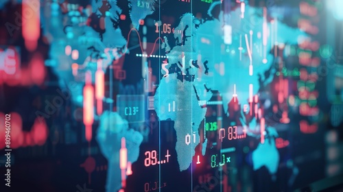 An image of a world map with financial symbols overlaid, representing the interconnectedness of global banking and international finance.  #809460702