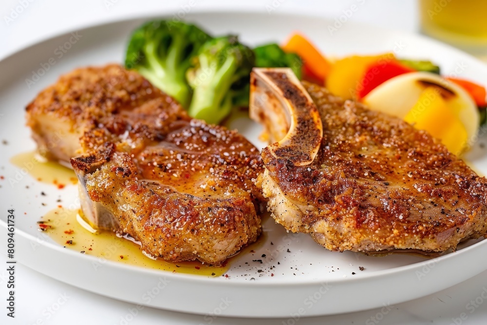 Satisfying Air-Fried Pork Chops with Tangy Applesauce and Veggies