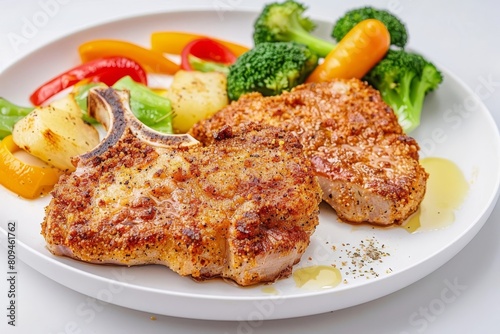 Exquisite Air-Fried Pork Chops with Tangy Applesauce and Veggies