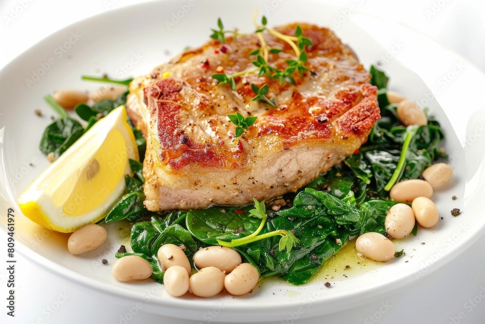 Zesty Lemon Wedge and Fresh Herbs with Succulent Fried Pork Chop Zesty Lemon Wedge and Fresh Herbs with Succulent Fried Pork Chop