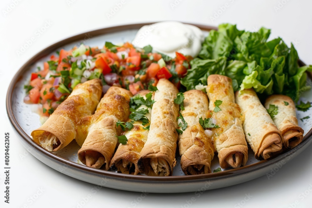Air Fryer Taquitos with Charred Salsa and Tangy Pimientos