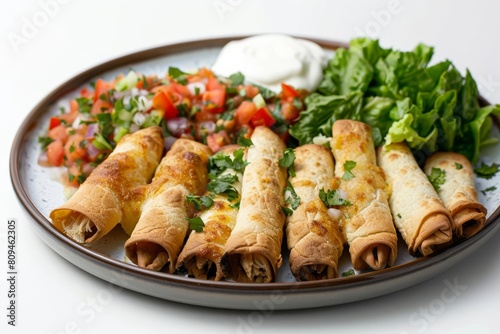 Air Fryer Taquitos with Charred Salsa and Tangy Pimientos