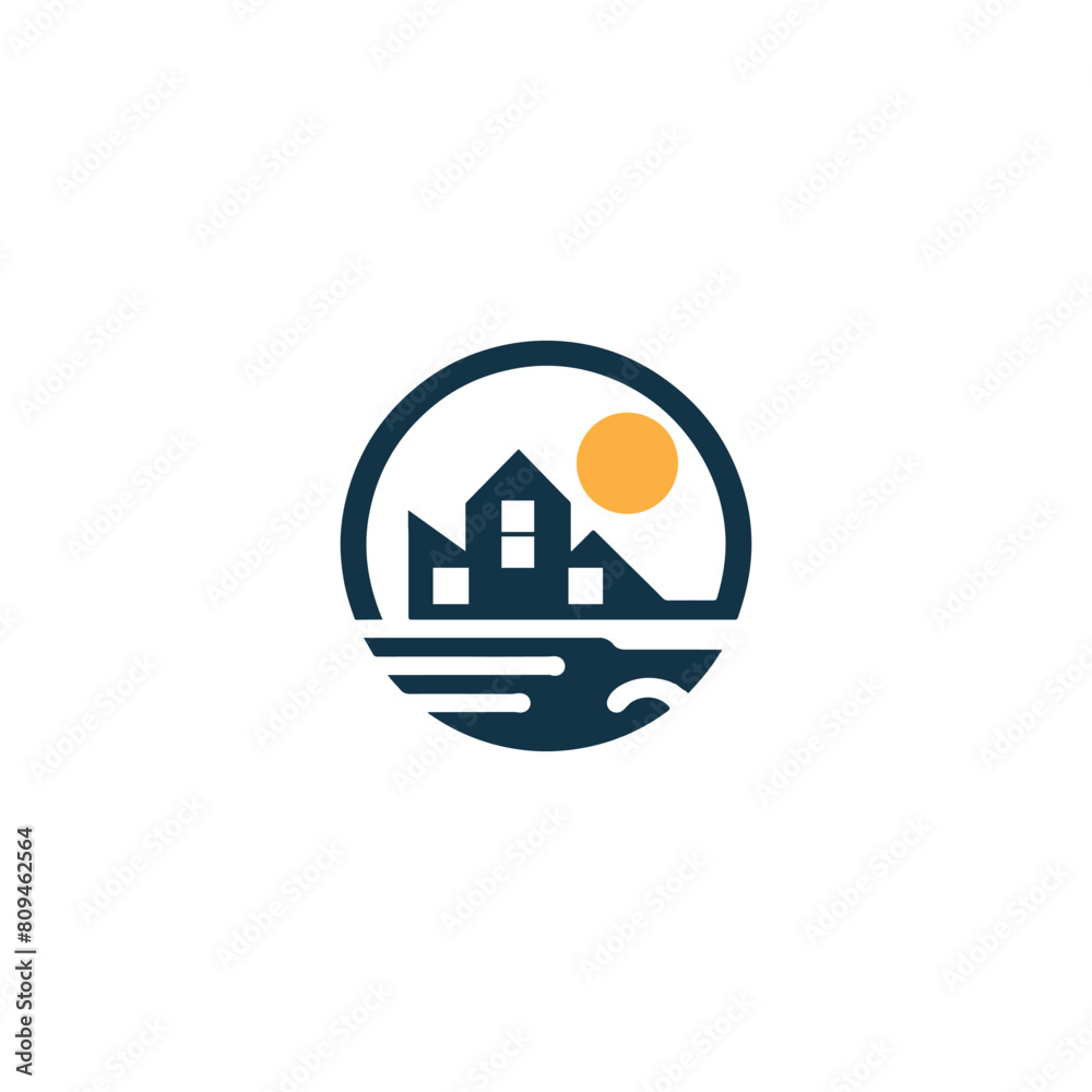 Obraz premium real estate logo, corporate real estate logo design, Home logo design template 