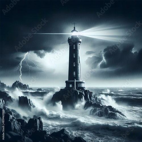 Lighthouse Standing Tall During a Storm