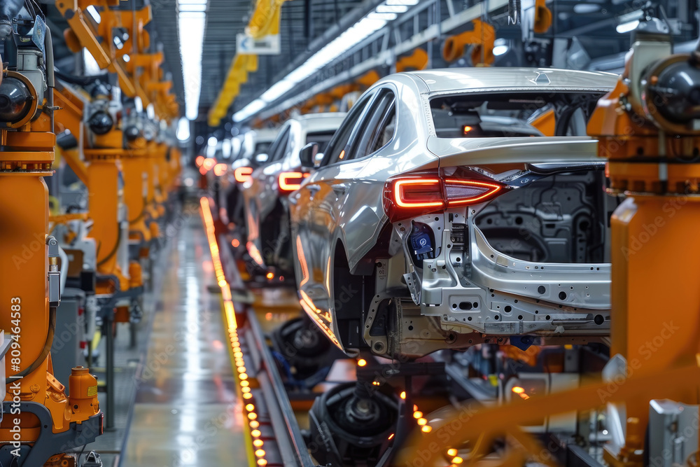 Modern Car Factory, automated car production line, Vehicle Assembly Modern Car Factory, automated car production line, Vehicle Assembly
