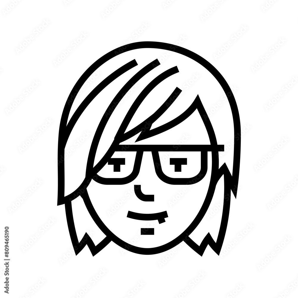female avatar emo line icon vector. female avatar emo sign. isolated contour symbol black illustration