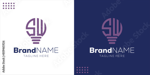 SW Letter Light Bulb Logo Vector, design inspiration.