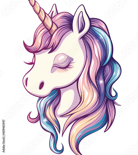 Cute Unicorn Face isolated on a transparent background