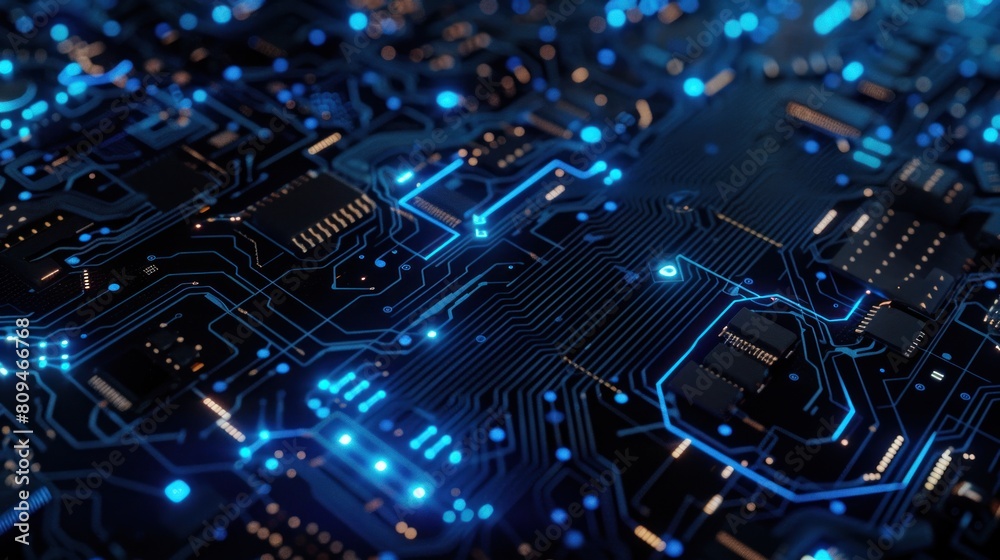 Circuit Board. Blue circuit wallpaper. Technology concept. High Tech Background Circuit Board. Blue circuit wallpaper. Technology concept. High Tech Background