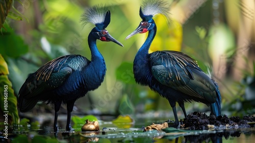 Male and Female Bunga Api Cabai Birds Enjoyed Breakfast in the Morning photo