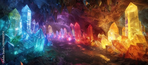 Glowing Crystal Cavern A Mesmerizing Display of Natural Luminescence and Color