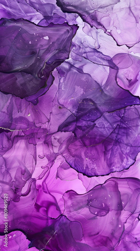 Bright violet and slate gray abstract painting, alcohol ink with oil paint texture.