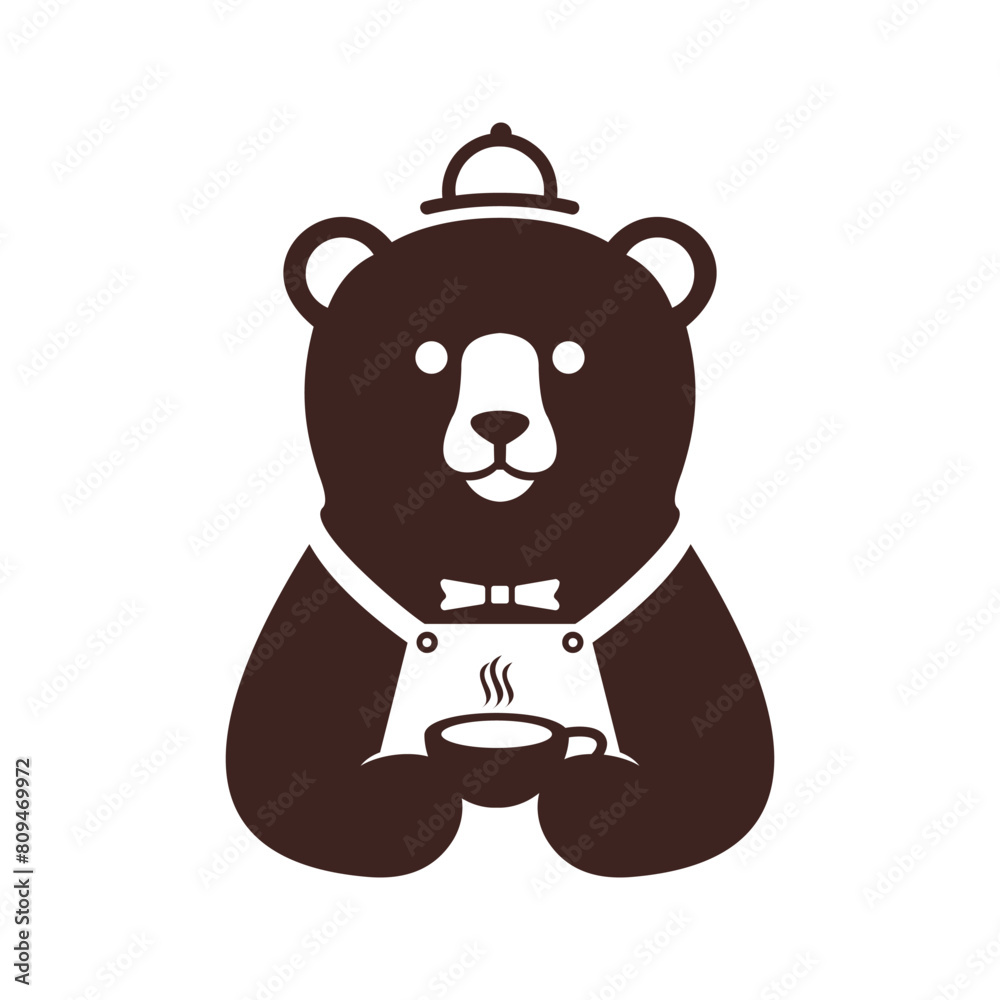 Fototapeta premium bear coffee logo vector icon template
