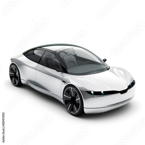 Electric car in concept, EV car isolated on white background, image ai generate   © Sweet_Harmony💙💛