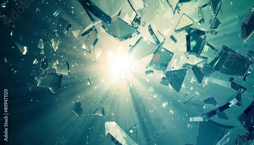A dynamic visual of a shattered glass ceiling with bright light shining through, representing breaking barriers in innovation