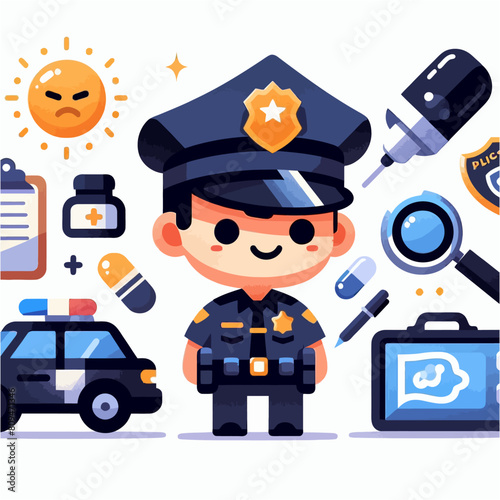 Art Illustration of Cute Cartoon Police