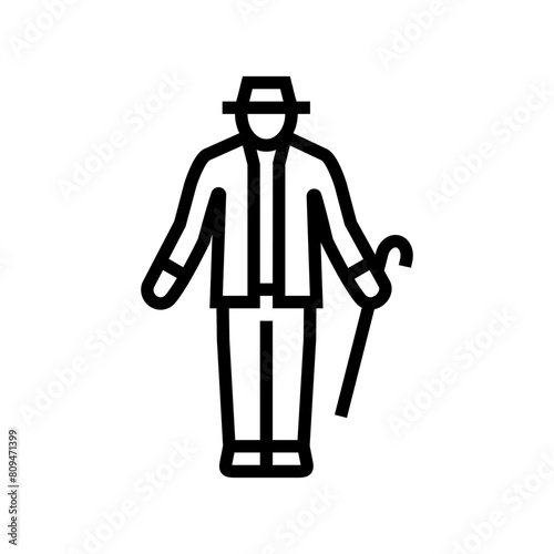 pensioner old man line icon vector. pensioner old man sign. isolated contour symbol black illustration