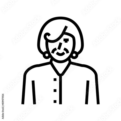 pensioner old woman line icon vector. pensioner old woman sign. isolated contour symbol black illustration