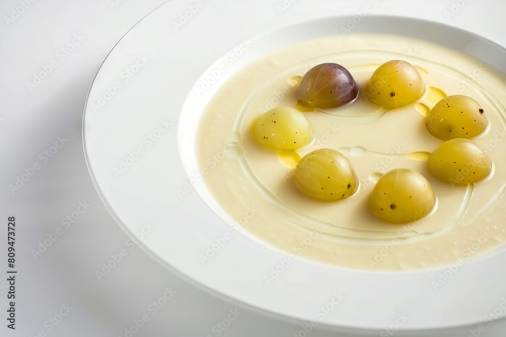 Creamy Andalusian Ajo Blanco Soup with Grapes and Almonds Creamy Andalusian Ajo Blanco Soup with Grapes and Almonds
