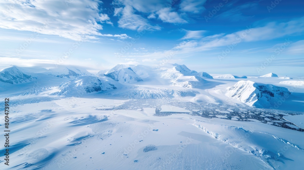 Scientific Exploration of the Endless Polar Ice Desert Aerial View of Snowy Antarctica with Frozen Landscapes Scientific Exploration of the Endless Polar Ice Desert Aerial View of Snowy Antarctica with Frozen Landscapes