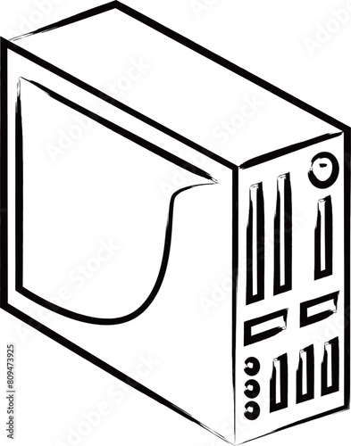 筆書きビジネスアイコン　PC