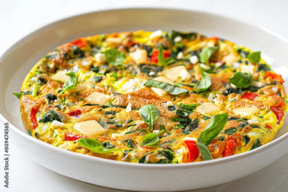 Golden-Brown Air Fryer Frittata with Red Bell Pepper and Spinach