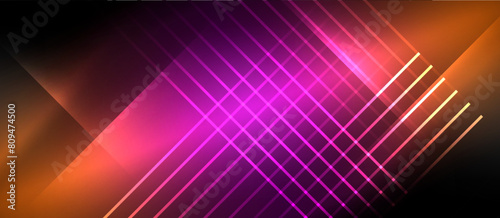 Vibrant colors like purple  violet  pink and magenta pop against an electric blue background with glowing lines. The pattern and art are enhanced by the colorfulness and use of tints and shades