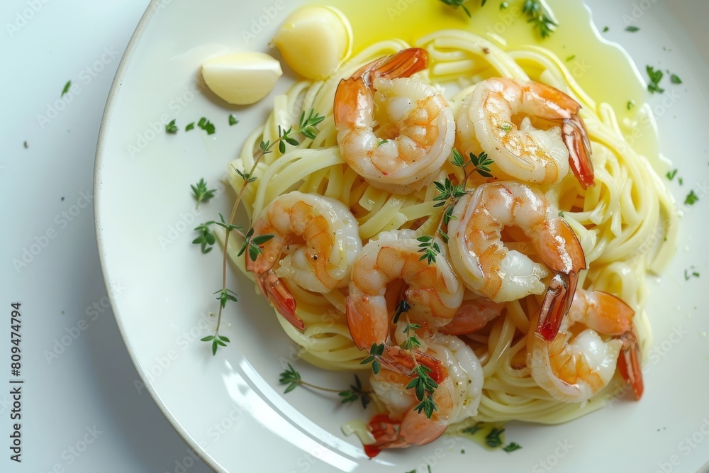 Air Fryer Shrimp Scampi with Garlic and Thyme Garnish Air Fryer Shrimp Scampi with Garlic and Thyme Garnish