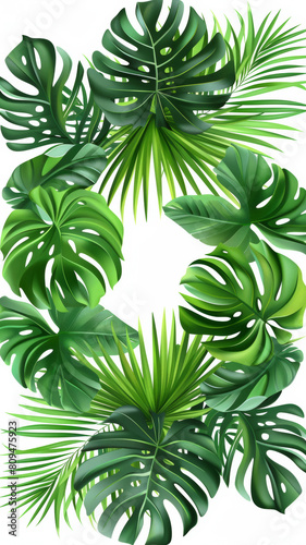 A drawing of a bunch of green leaves with a white background