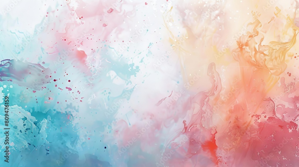 Fototapeta premium A pastel watercolor splash on a blank canvas, creating an ethereal, dreamlike impression