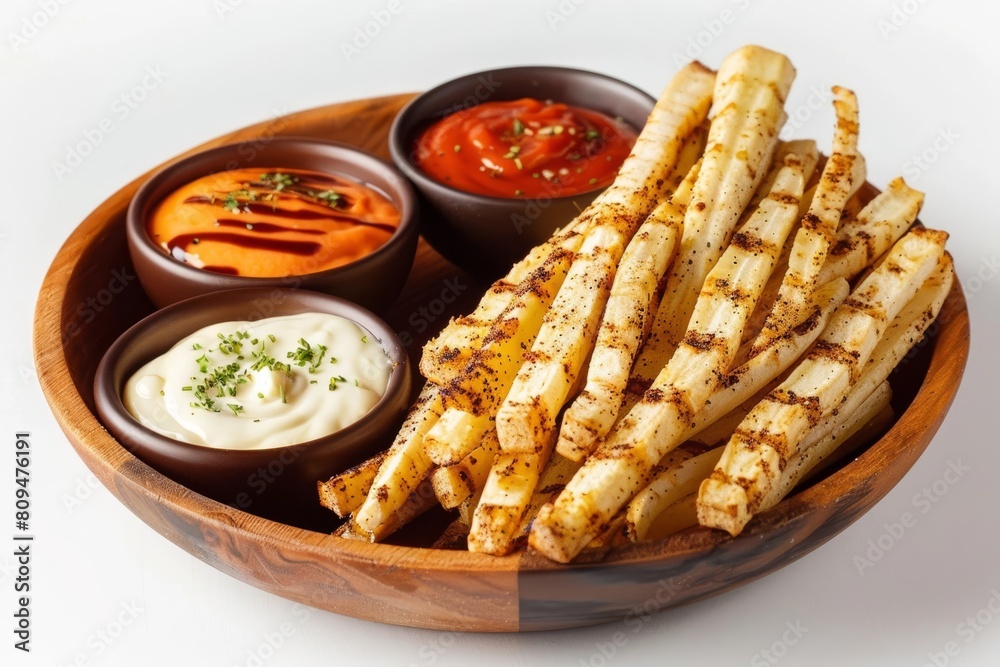 Seasoned Parsnip Fries with Trio of Tantalizing Dips Seasoned Parsnip Fries with Trio of Tantalizing Dips