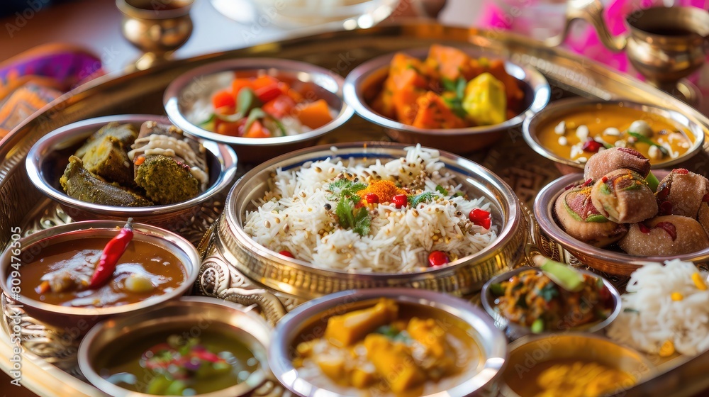 Intricately designed Teej thali (plate) filled with offerings for prayers and rituals Intricately designed Teej thali (plate) filled with offerings for prayers and rituals