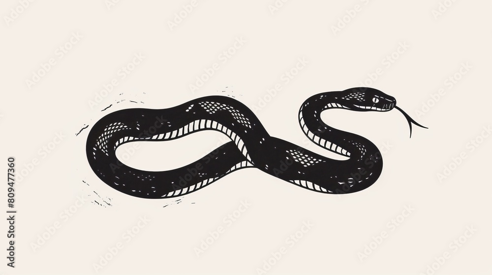 A snake silhouette is depicted, isolated on a white background. A snake silhouette is depicted, isolated on a white background.