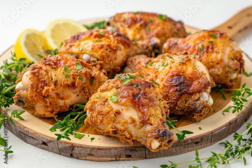 Mouthwatering Buttermilk Marinated Air Fried Chicken Thighs and Drumsticks with Fresh Herbs