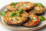 Delectable Air Fried Eggplant Parmesan with Golden Crust and Tomato Sauce