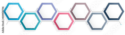 Obraz na płótnie Infographic template with 7 hexagons with line icons, process chart