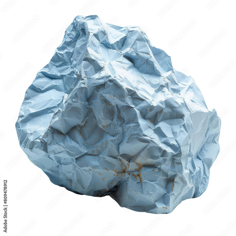 Fototapeta premium Blue crumpled paper texture background.